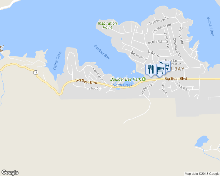 map of restaurants, bars, coffee shops, grocery stores, and more near 421711/2 Big Bear Boulevard in Big Bear Lake