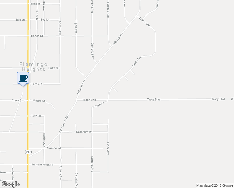map of restaurants, bars, coffee shops, grocery stores, and more near 833 Tahoe Avenue in Yucca Valley