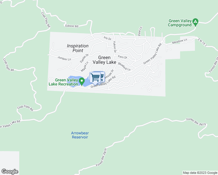 map of restaurants, bars, coffee shops, grocery stores, and more near 33321 Falling Leaf Drive in Green Valley Lake