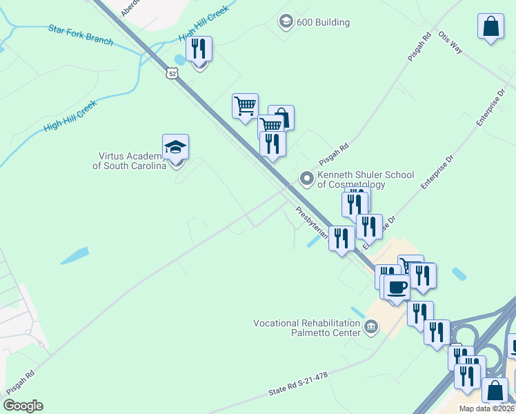 map of restaurants, bars, coffee shops, grocery stores, and more near 2326-2400 State Road S-21-112 in Florence