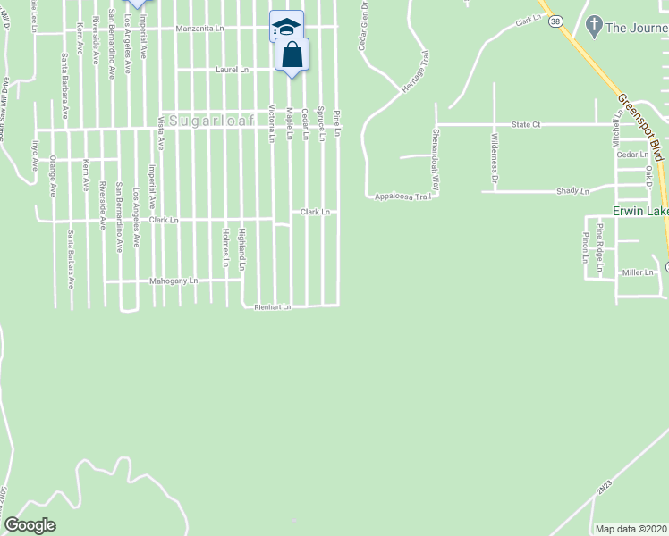 map of restaurants, bars, coffee shops, grocery stores, and more near 818 Pine Lane in Big Bear