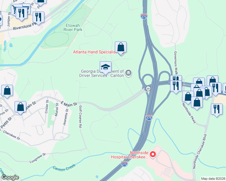 map of restaurants, bars, coffee shops, grocery stores, and more near 160 Reed Street in Canton