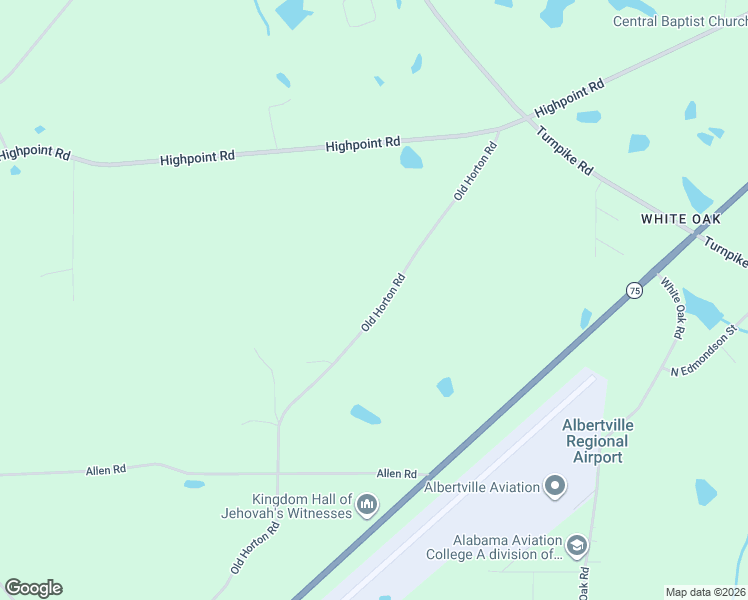 map of restaurants, bars, coffee shops, grocery stores, and more near 1179 Old Horton Road in Albertville
