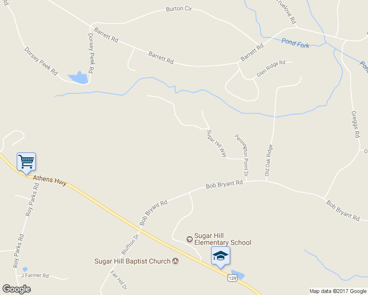 map of restaurants, bars, coffee shops, grocery stores, and more near 3335 Bob Bryant Road in Gainesville