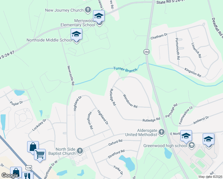 map of restaurants, bars, coffee shops, grocery stores, and more near 139 Rutledge Road in Greenwood