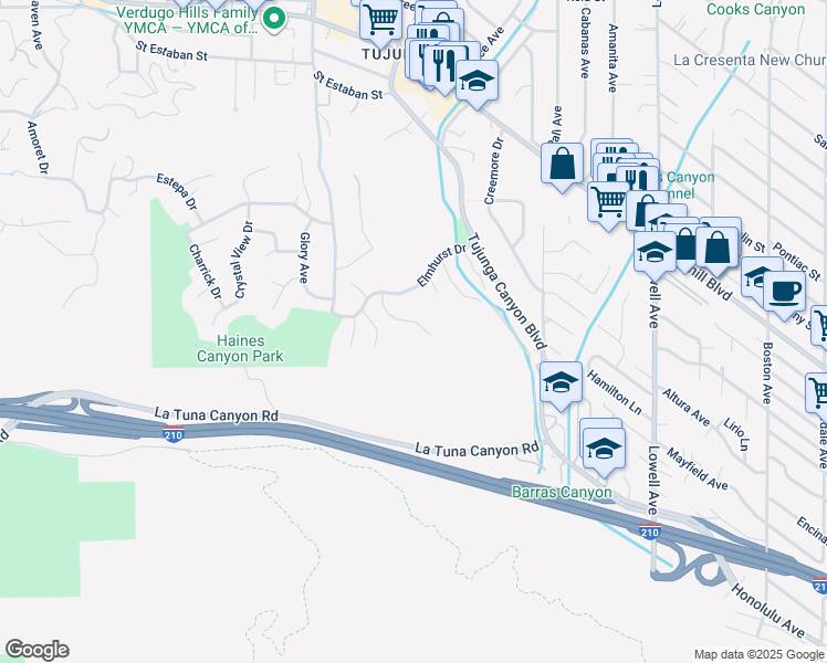 map of restaurants, bars, coffee shops, grocery stores, and more near 9263 La Shell Drive in Los Angeles