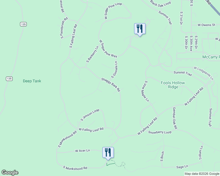 map of restaurants, bars, coffee shops, grocery stores, and more near 4081 Shaggy Bark Road in Show Low