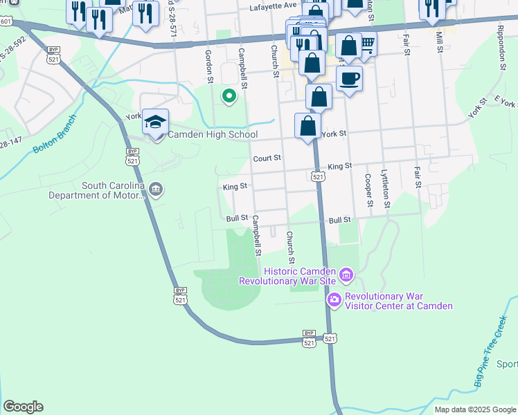 map of restaurants, bars, coffee shops, grocery stores, and more near 720 George Wright Street in Camden