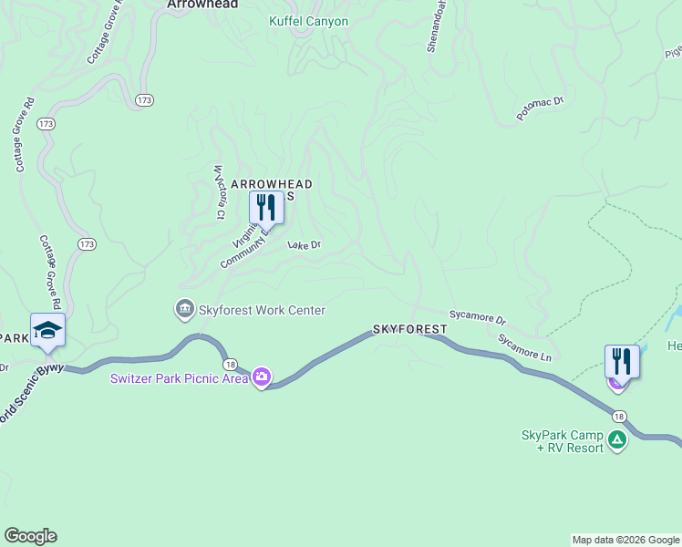 map of restaurants, bars, coffee shops, grocery stores, and more near 28442 Altamont Court in San Bernardino