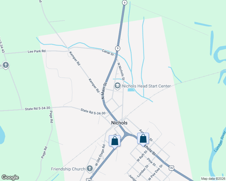 map of restaurants, bars, coffee shops, grocery stores, and more near Cribb in Nichols