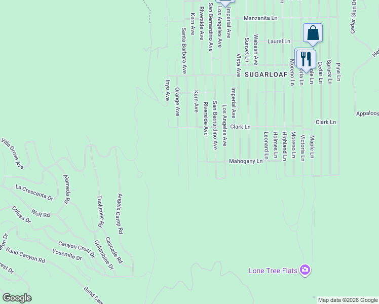 map of restaurants, bars, coffee shops, grocery stores, and more near 797 Santa Barbara Avenue in Big Bear