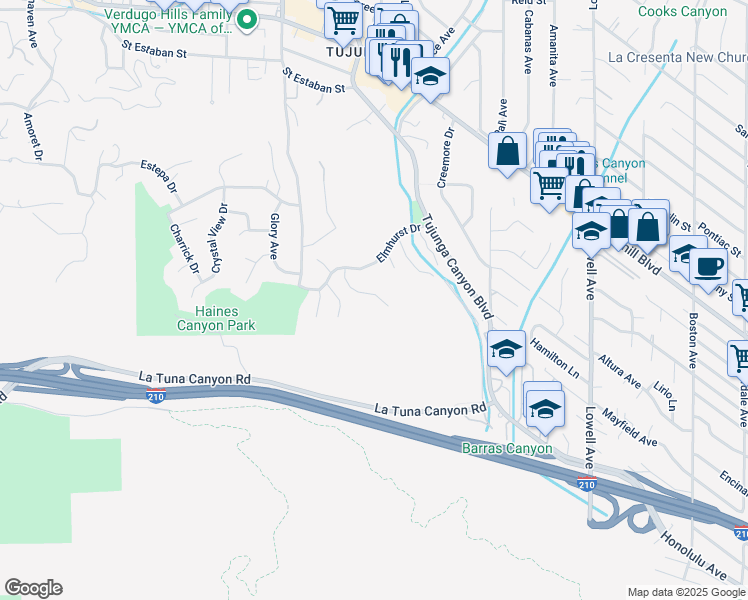 map of restaurants, bars, coffee shops, grocery stores, and more near 9263 La Shell Drive in Los Angeles