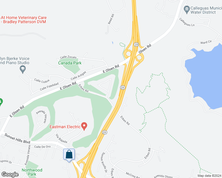 map of restaurants, bars, coffee shops, grocery stores, and more near 4196 Minnecota Drive in Thousand Oaks