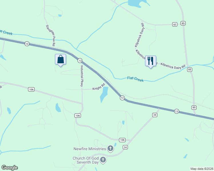 map of restaurants, bars, coffee shops, grocery stores, and more near 191 Knight Road in Haleyville