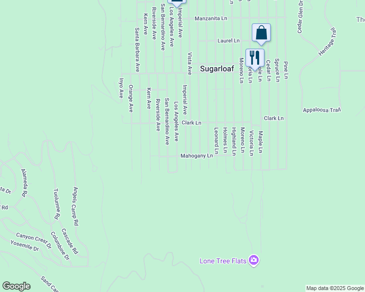 map of restaurants, bars, coffee shops, grocery stores, and more near 798 Imperial Avenue in Big Bear