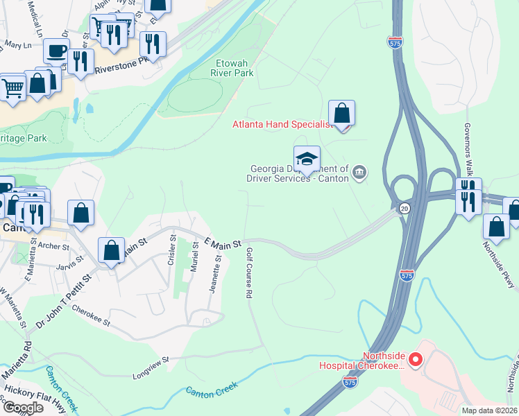 map of restaurants, bars, coffee shops, grocery stores, and more near 130 Woodland Road in Canton
