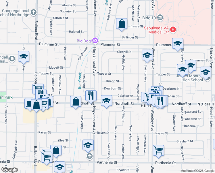 map of restaurants, bars, coffee shops, grocery stores, and more near 9150 Monogram Avenue in Los Angeles