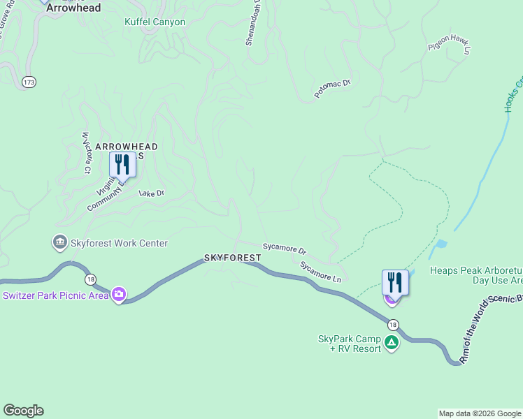 map of restaurants, bars, coffee shops, grocery stores, and more near 873 Maple Road in Skyforest