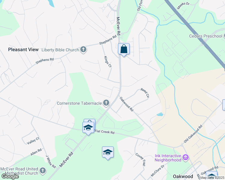 map of restaurants, bars, coffee shops, grocery stores, and more near 5005 Valley Street in Oakwood