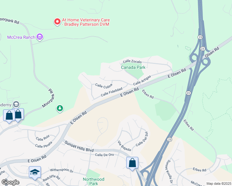 map of restaurants, bars, coffee shops, grocery stores, and more near 1508 Calle Fidelidad in Thousand Oaks