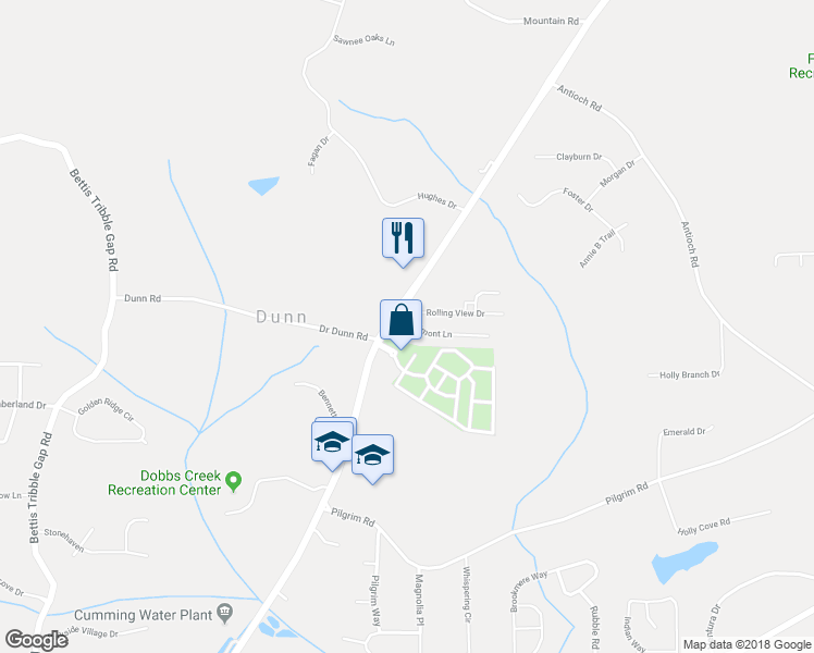 map of restaurants, bars, coffee shops, grocery stores, and more near 1510 Piedmont Lane in Cumming