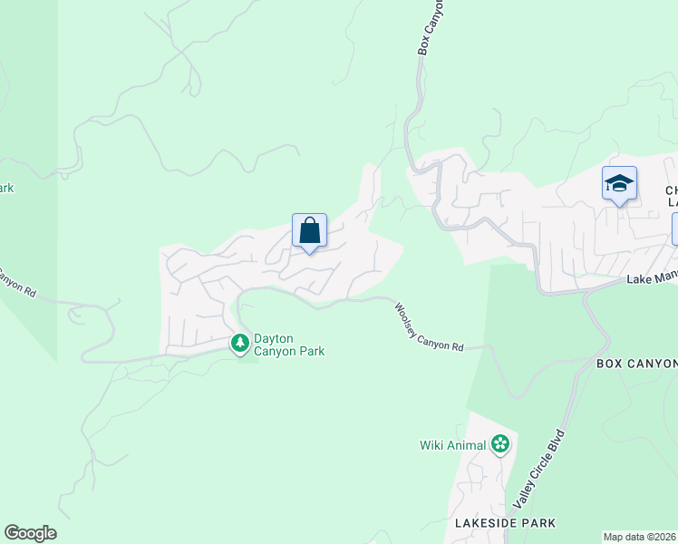 map of restaurants, bars, coffee shops, grocery stores, and more near 24303 Woolsey Canyon Road in Los Angeles County