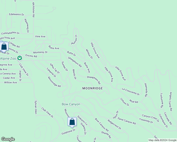 map of restaurants, bars, coffee shops, grocery stores, and more near 684 Butte Avenue in Big Bear Lake