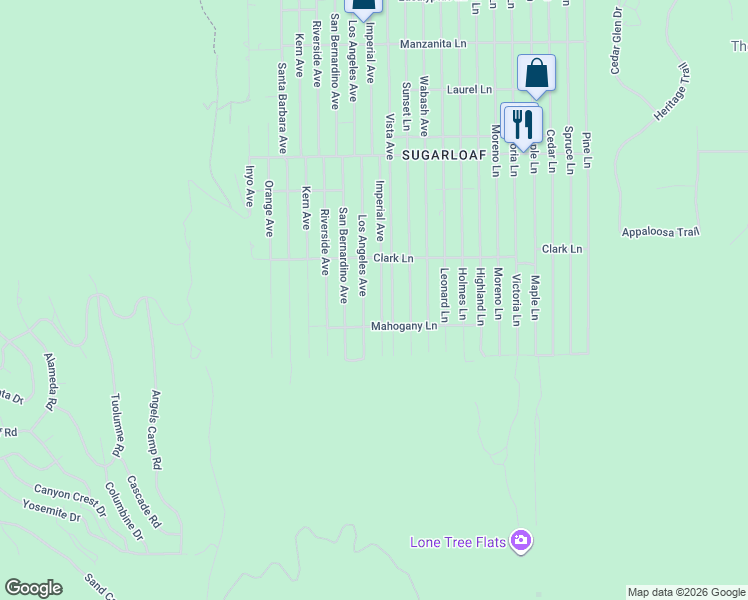 map of restaurants, bars, coffee shops, grocery stores, and more near 788 Imperial Avenue in Big Bear