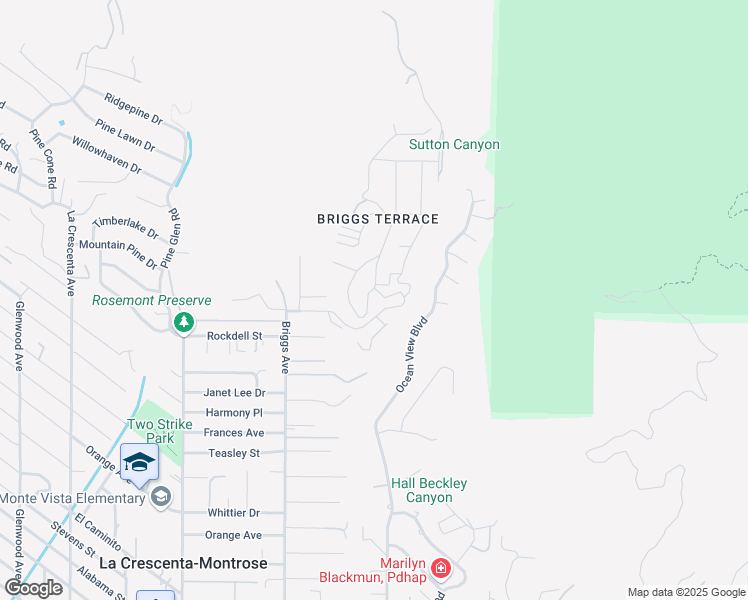 map of restaurants, bars, coffee shops, grocery stores, and more near 5519 Terrace Drive in La Crescenta-Montrose