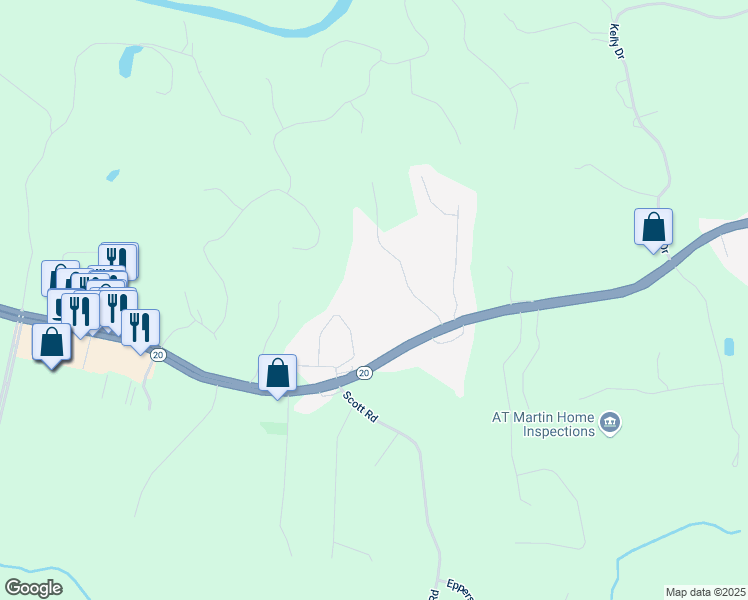 map of restaurants, bars, coffee shops, grocery stores, and more near 3081 Cumming Highway in Canton