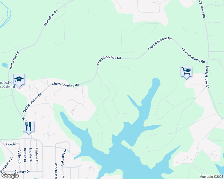 map of restaurants, bars, coffee shops, grocery stores, and more near 3825 Bishop's Walk in Cumming