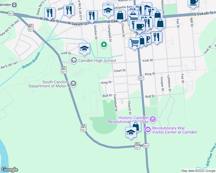 map of restaurants, bars, coffee shops, grocery stores, and more near 506 South Gordon Street in Camden