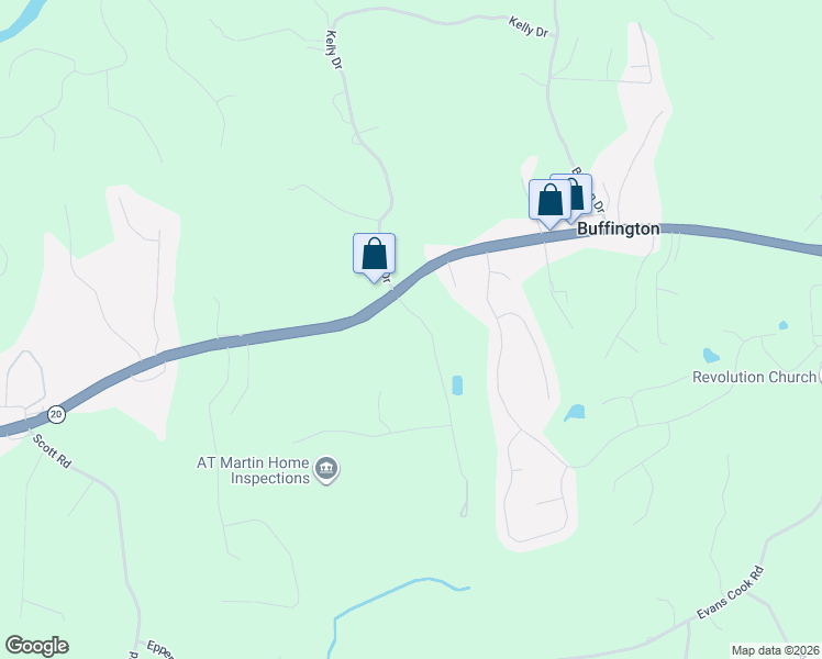 map of restaurants, bars, coffee shops, grocery stores, and more near 283 Wheeler Martin Drive in Canton