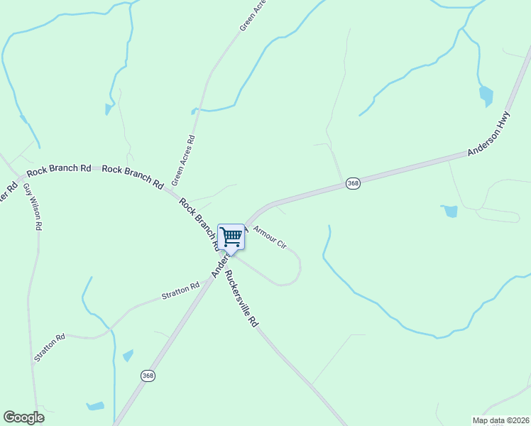 map of restaurants, bars, coffee shops, grocery stores, and more near 1575 Armour Circle in Elberton
