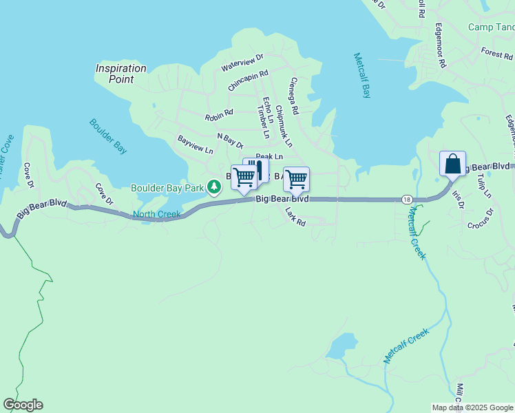 map of restaurants, bars, coffee shops, grocery stores, and more near 833 Brier Trail in Big Bear Lake