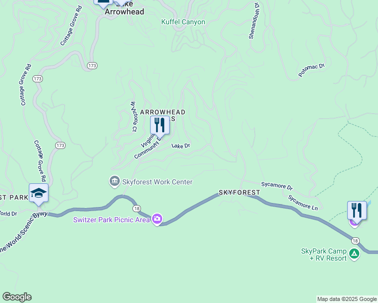 map of restaurants, bars, coffee shops, grocery stores, and more near 28442 Altamont Court in San Bernardino