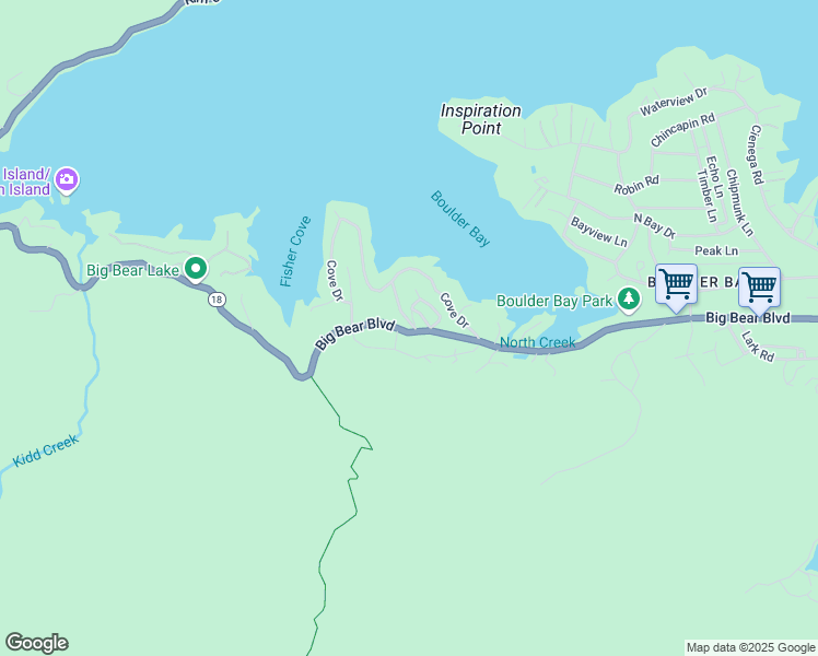 map of restaurants, bars, coffee shops, grocery stores, and more near 41693 Big Bear Boulevard in Big Bear Lake