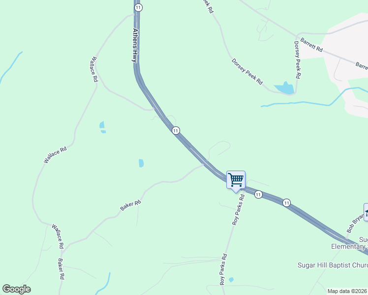 map of restaurants, bars, coffee shops, grocery stores, and more near 2920 Athens Highway in Gainesville
