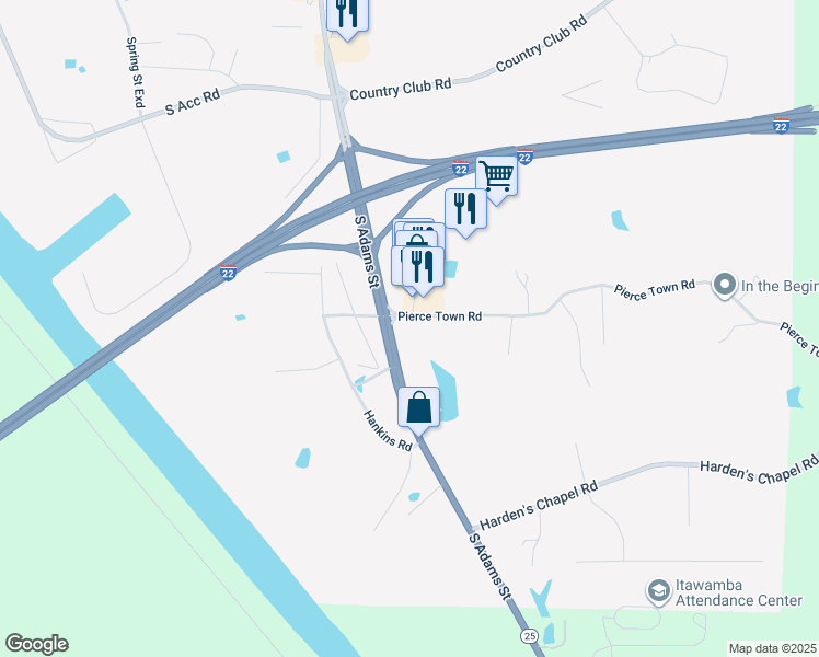 map of restaurants, bars, coffee shops, grocery stores, and more near 1805 South Adams Street in Fulton