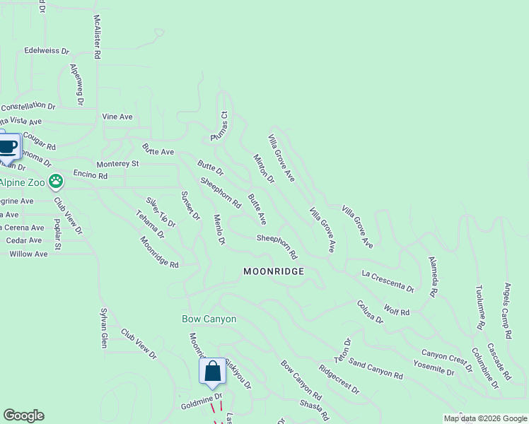 map of restaurants, bars, coffee shops, grocery stores, and more near 684 Butte Avenue in Big Bear Lake
