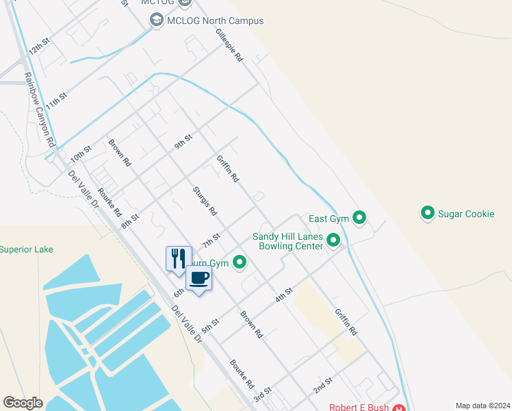 map of restaurants, bars, coffee shops, grocery stores, and more near in Twentynine Palms