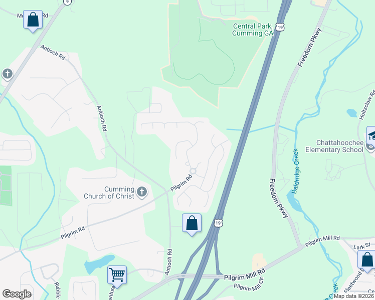 map of restaurants, bars, coffee shops, grocery stores, and more near 2880 Centerglen Lane in Cumming