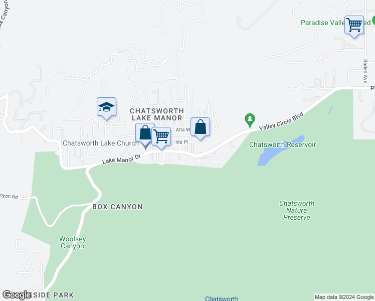 map of restaurants, bars, coffee shops, grocery stores, and more near 9208 Applegate Terrace in Los Angeles County