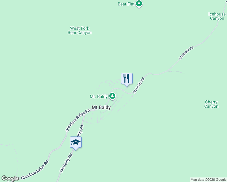 map of restaurants, bars, coffee shops, grocery stores, and more near 6812 Shaw Avenue in Mount Baldy