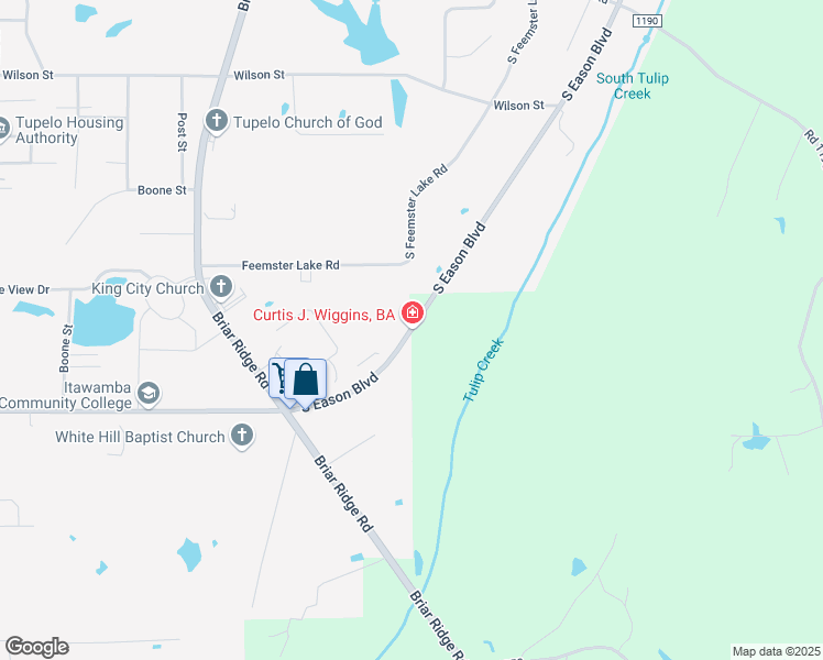 map of restaurants, bars, coffee shops, grocery stores, and more near 2434 South Eason Boulevard in Tupelo