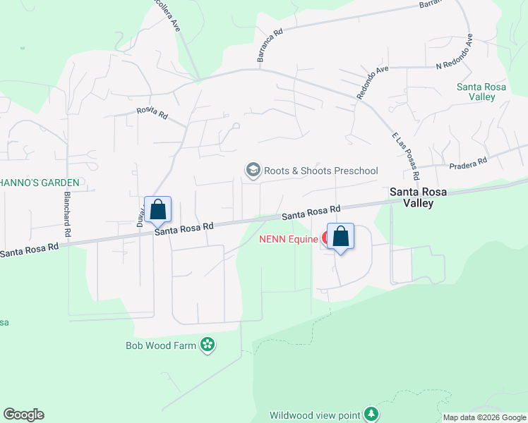 map of restaurants, bars, coffee shops, grocery stores, and more near 2370 Glenside Lane in Santa Rosa Valley