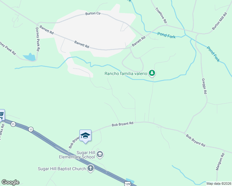map of restaurants, bars, coffee shops, grocery stores, and more near 3502 Sugar Hill Way in Gainesville
