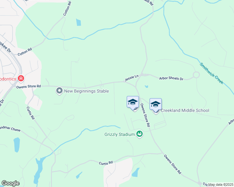 map of restaurants, bars, coffee shops, grocery stores, and more near 109 Owens Mill Place in Canton