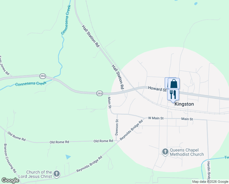 map of restaurants, bars, coffee shops, grocery stores, and more near 142 West Howard Street in Kingston