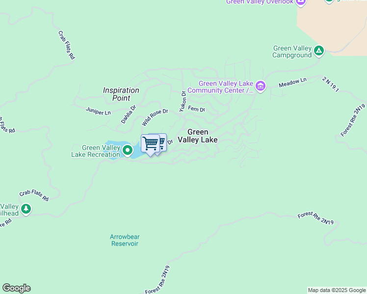 map of restaurants, bars, coffee shops, grocery stores, and more near 33350 Robin Drive in Green Valley Lake